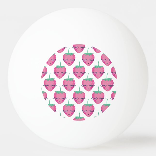 Smiling sleeping strawberries, cute pattern. ping pong ball (Front)