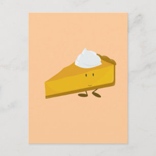 Smiling slice of pumpkin pie postcard