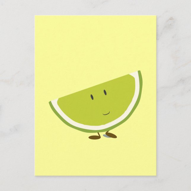 Smiling sliced lime character postcard (Front)