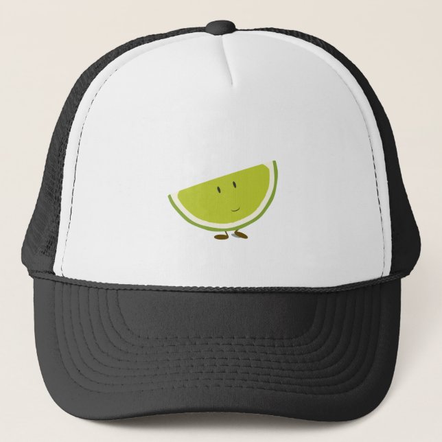 Smiling sliced lime character trucker hat (Front)
