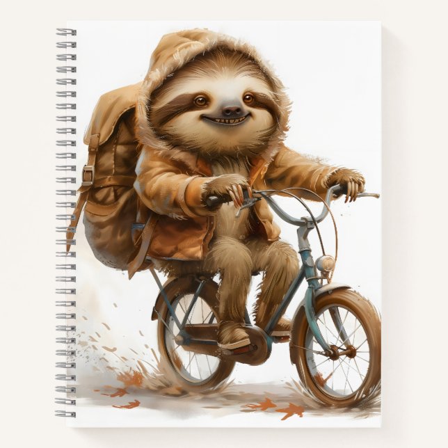 Smiling Sloth Cyclist Notebook (Front)