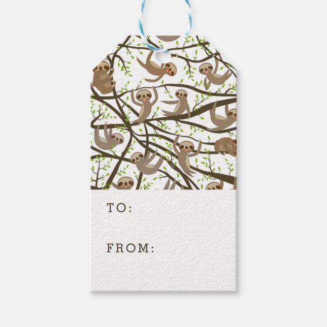 Smiling Sloth Pattern Gift Tags (Front)