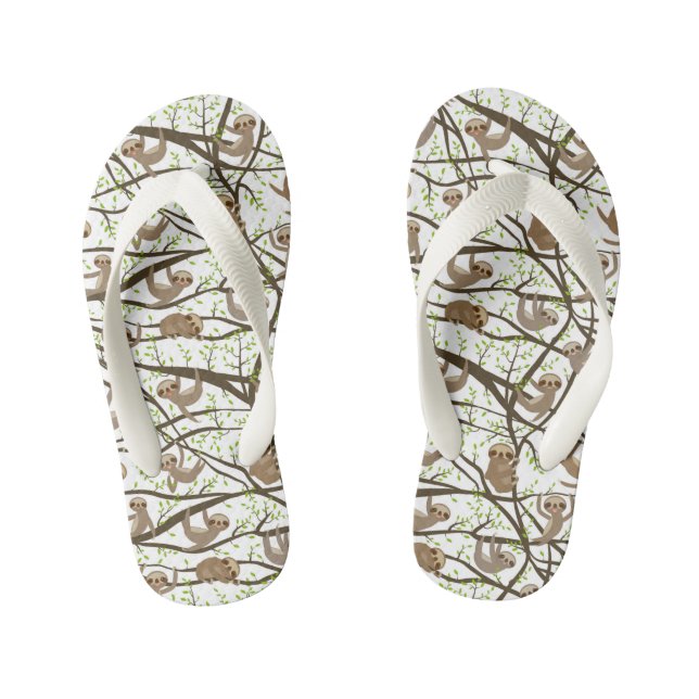 Smiling Sloth Pattern Kid's Thongs (Footbed)