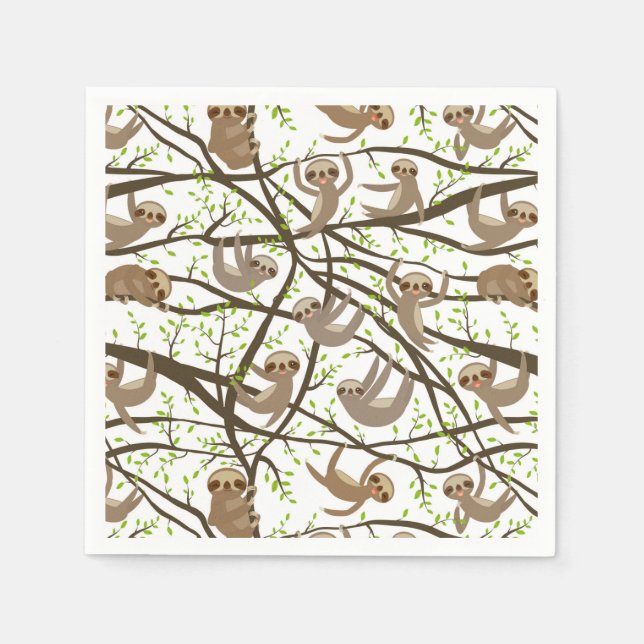Smiling Sloth Pattern Napkin (Front)