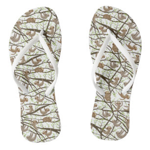 Smiling Sloth Pattern Thongs