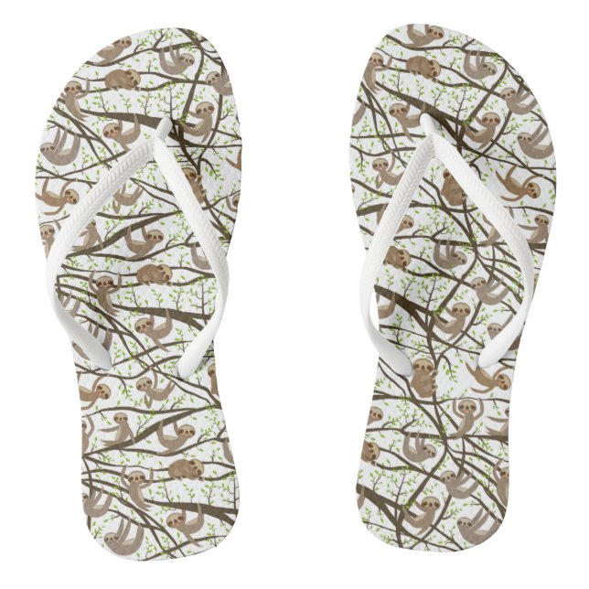 Smiling Sloth Pattern Thongs (Footbed)