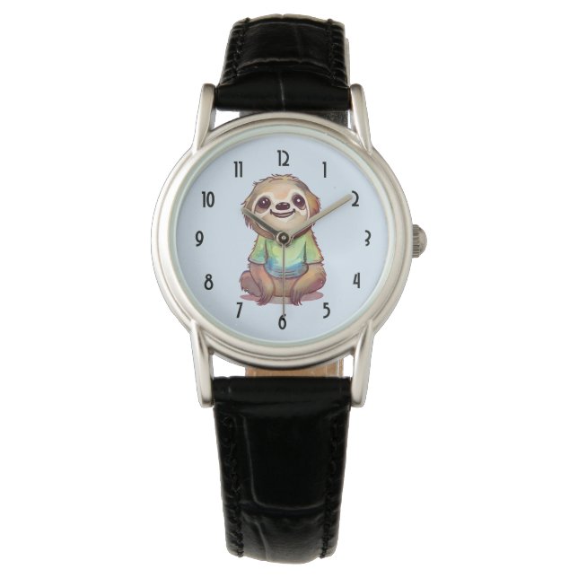 Smiling Sloth Relaxing Meditation Pose Watch (Front)