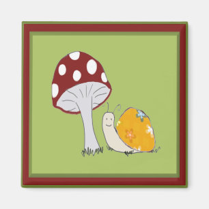 Smiling Snail by a Toadstool Magnet