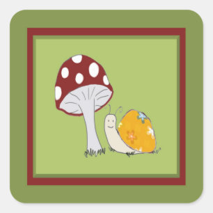 Smiling Snail by a Toadstool Stickers