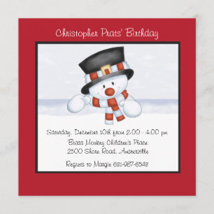 Smiling Snowman - Birthday Party Invitation