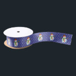 Smiling Snowman Blue and Snowflakes Christmas  Satin Ribbon<br><div class="desc">Smiling Snowman Blue and Snowflakes Christmas Satin Ribbon</div>