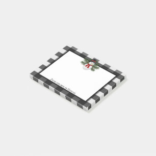 Smiling Snowman Buffalo Plaid Personalised Post-it Notes