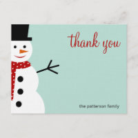 Smiling Snowman Christmas/Holiday Thank You Cards