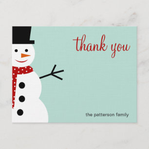 Smiling Snowman Christmas/Holiday Thank You Cards