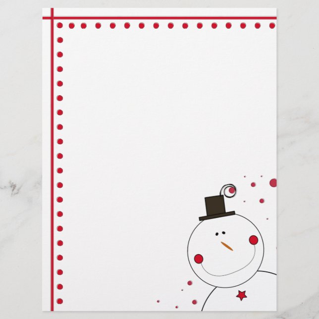 Smiling Snowman Christmas Letterhead (Front)