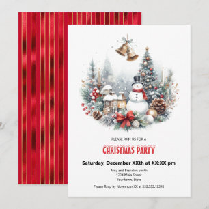 Smiling Snowman Christmas Party Holiday Card