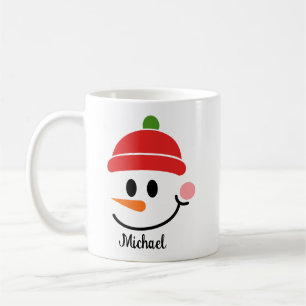 Smiling snowman face mugs custom holiday gift