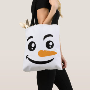 Smiling Snowman Face Tote Bag