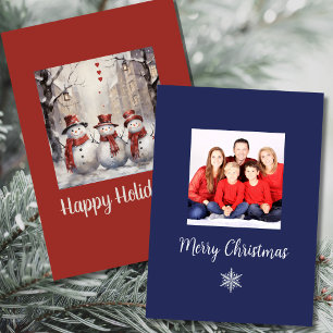 Smiling Snowman Family Holiday Card