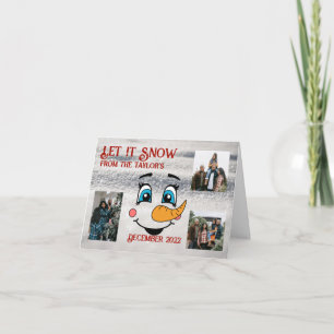 Smiling Snowman Folded Photo Christmas Card