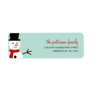 Smiling Snowman Holiday Address Label Return Address Label