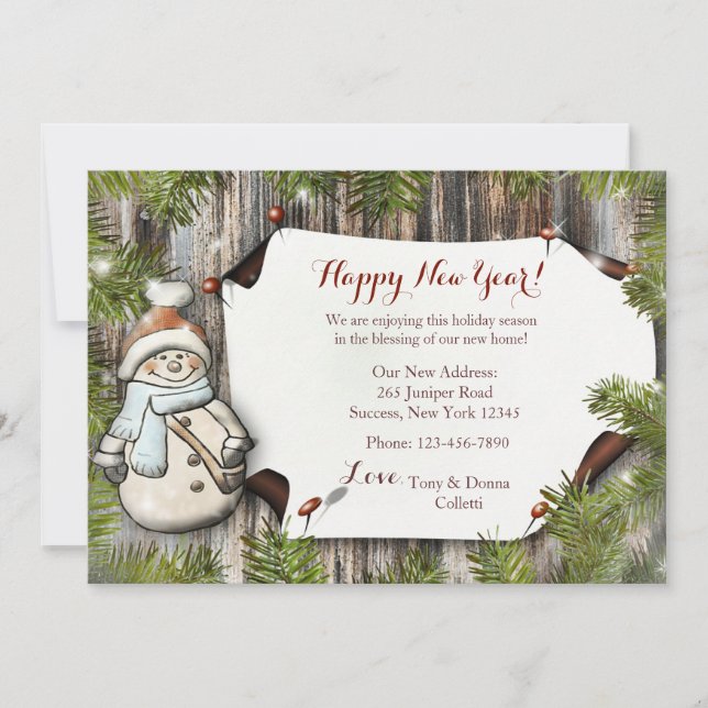 Smiling Snowman Holiday Moving Announcement (Front)