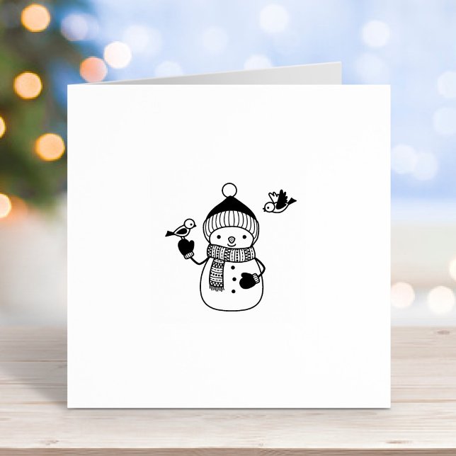 Smiling Snowman in Knitted Hat and Scarf 1x1 Rubber Stamp (Creator Uploaded)