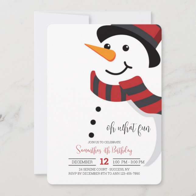 Smiling Snowman Invitation (Front)