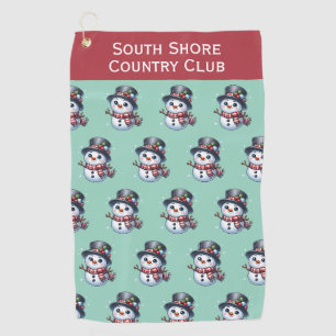 Smiling Snowman Winter Golf Towel