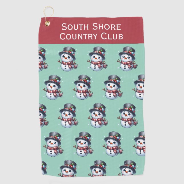 Smiling Snowman Winter Golf Towel (Front)