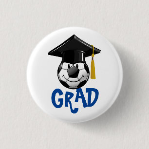 Smiling Soccer Ball Graduate 3 Cm Round Badge