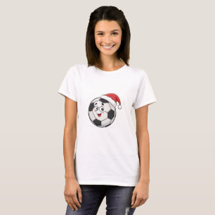 Smiling Soccer Ball with Santa Hat T-Shirt