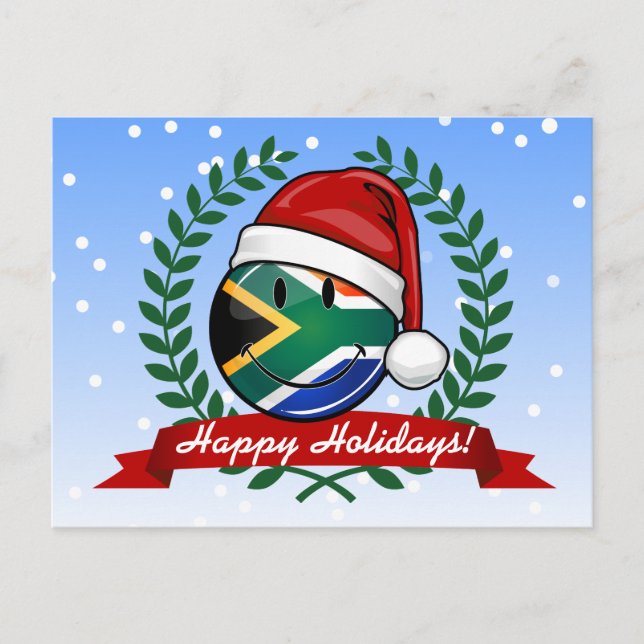 Smiling South African Flag Christmas Style Holiday Postcard (Front)