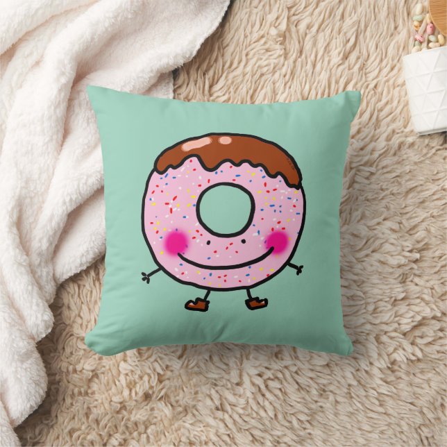 Smiling Sprinkle Doughnut Character Art Cushion (Blanket)
