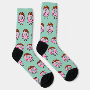 Smiling Sprinkle Doughnut Character Art Socks