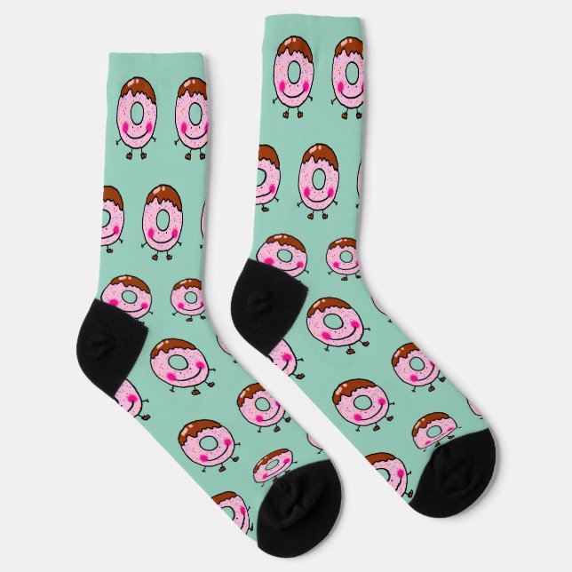 Smiling Sprinkle Doughnut Character Art Socks (Right)