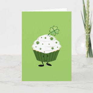 Smiling St. Patrick's day cupcake Card