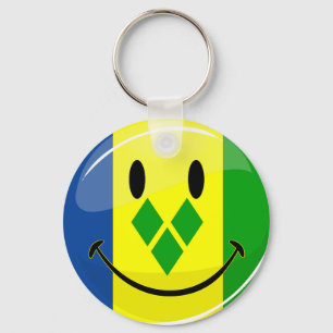 Smiling St. Vincent and Grenadines Flag Key Ring