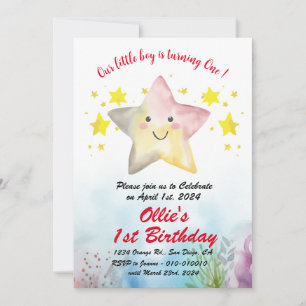 Smiling Starfish - 1st/2nd/3rd Birthday Party  Invitation