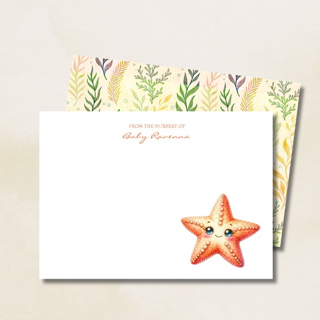 Smiling Starfish Underwater Custom Name Nursery  Card (Creator Uploaded)