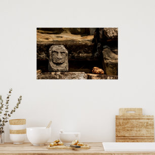 Smiling Stone Totem Cambodia Temple Art Poster