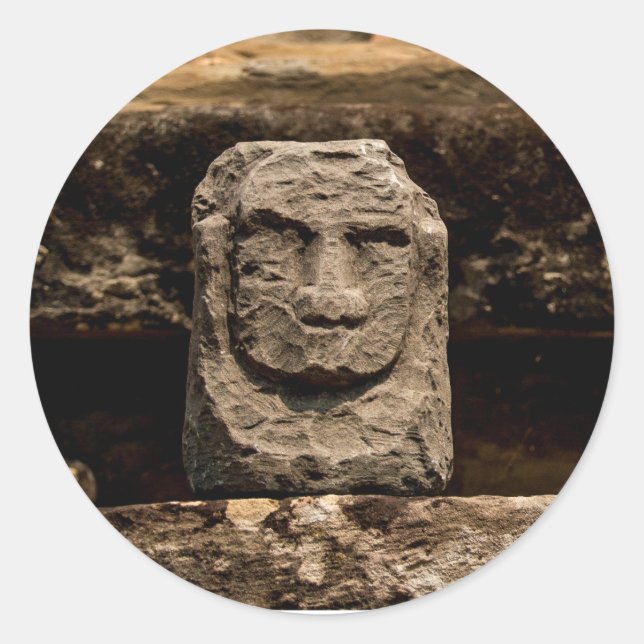 Smiling Stone Totem Circle Sticker (Front)