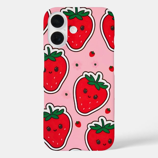 Smiling Strawberry Cute Kawaii Case-Mate iPhone Case (Back)