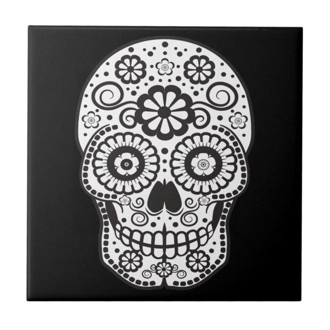 Smiling Sugar Skull Ceramic Tile (Front)