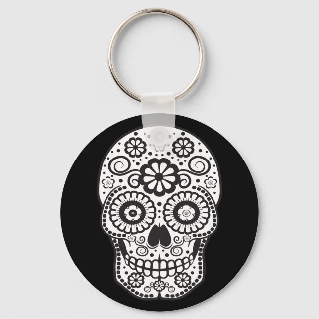 Smiling Sugar Skull Key Ring (Front)