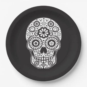 Smiling Sugar Skull Paper Plate