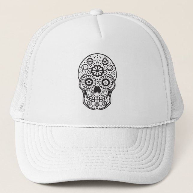 Smiling Sugar Skull Trucker Hat (Front)