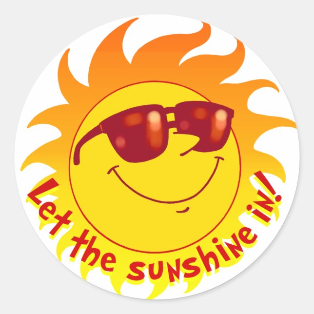 Smiling Summer Sun Classic Round Sticker (Front)
