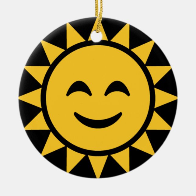 Smiling Sun Ceramic Ornament (Front)