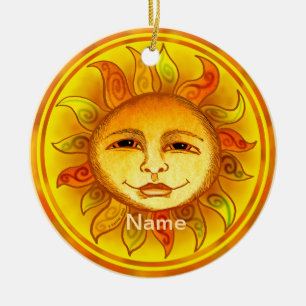 Smiling Sun Ceramic Ornament